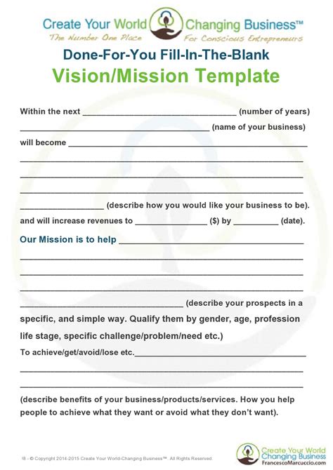 Vision Statement Templates