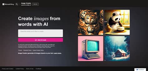 Visit the Bing AI Images Generator website: