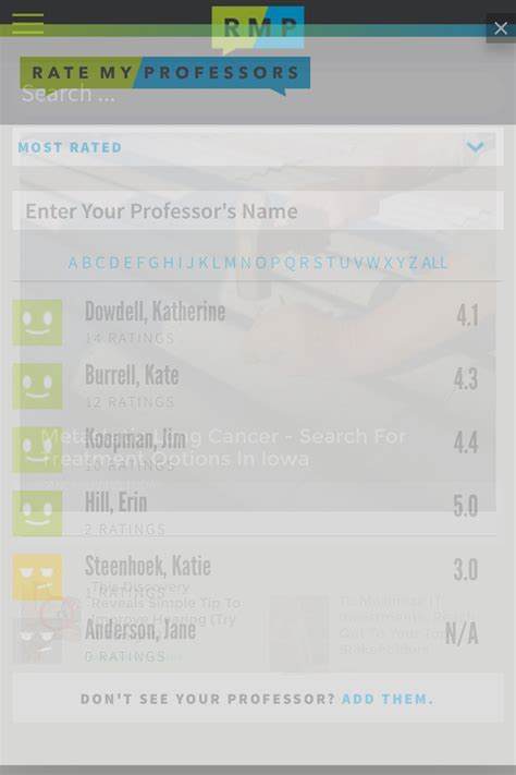 Visit the Rate My Professor Website: