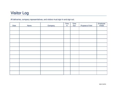 Visitor Log Template