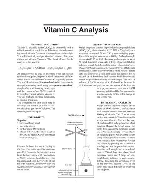 Vitamin C Analysis Pre Lab Answers Kindle Editon