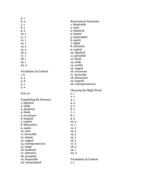 Vocab Level F Answers Doc