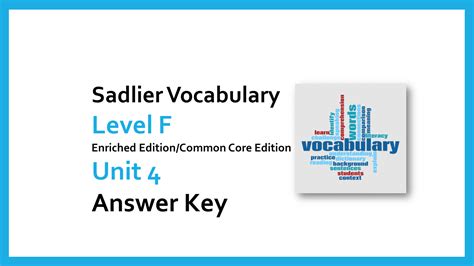 Vocab Level F Unit 4 Answers Reader