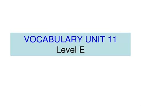 Vocab Unit 11 Level E Answers Epub