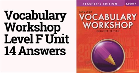 Vocab Workshop Answers Level F Epub