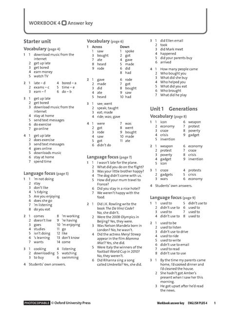 Vocabulary Answers PDF