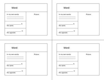 Vocabulary Cards Template