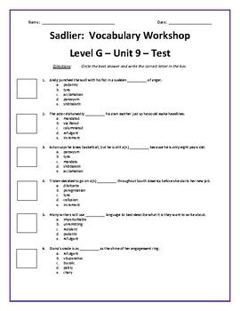 Vocabulary Connections Level G Answer Key Reader