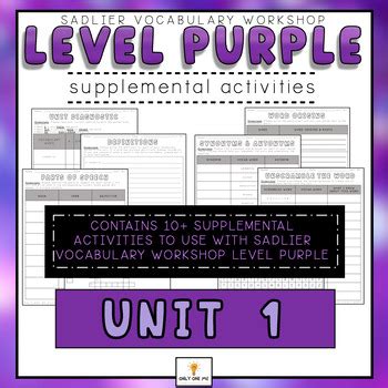 Vocabulary Level Purple Unit 1 Answers Reader