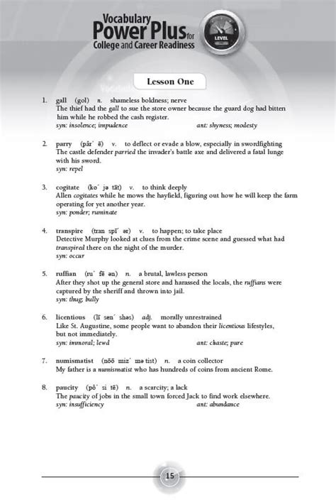 Vocabulary Power Plus Lesson 10 Answer Key Reader