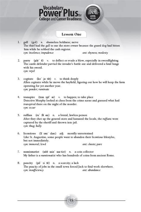 Vocabulary Power Plus Lesson 20 Answer Key Doc
