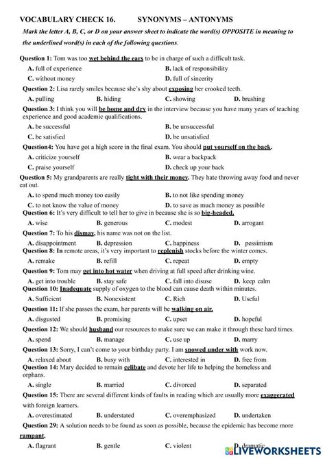 Vocabulary Practice 16 Synonyms Answers Kindle Editon