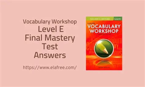 Vocabulary Workshop Final Mastery Test Answer Key Epub