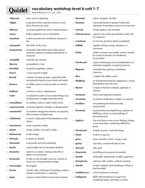 Vocabulary Workshop Level B Answers Unit 1 Doc