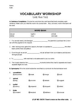 Vocabulary Workshop Level B Unit 5 Answers Reader