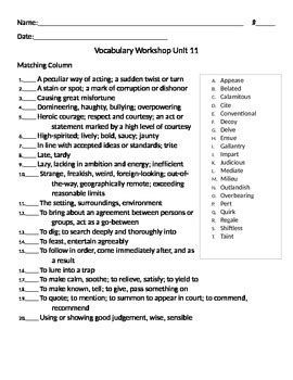 Vocabulary Workshop Level C Unit 11 Answers Doc