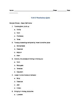 Vocabulary Workshop Level D Unit 2 Answer Key PDF