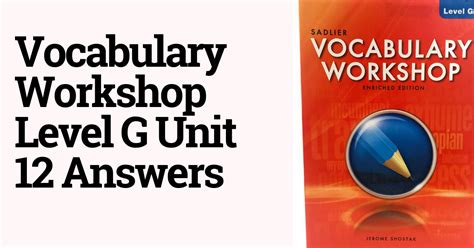 Vocabulary Workshop Review Units 10 12 Answers Level G Kindle Editon