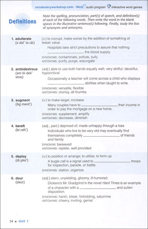 Vocabulary Workshop Unit 10 Level E Answers Kindle Editon