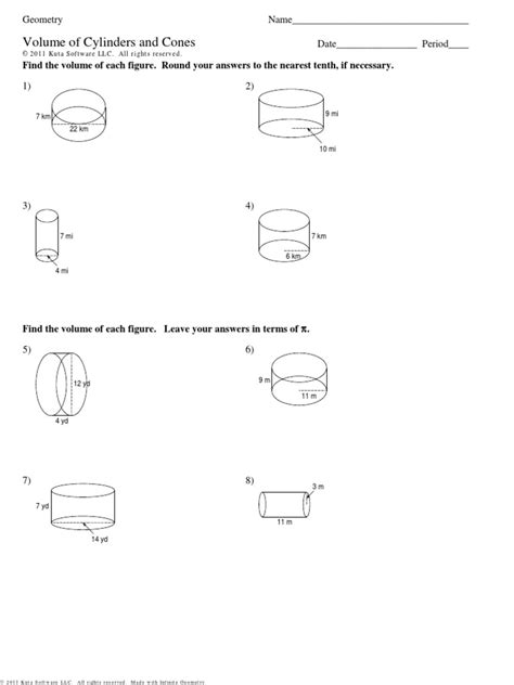 Volume Cones Spheres Cylinders Kuta Software Answers Epub