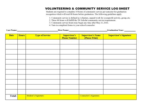 Volunteer Spreadsheet Template