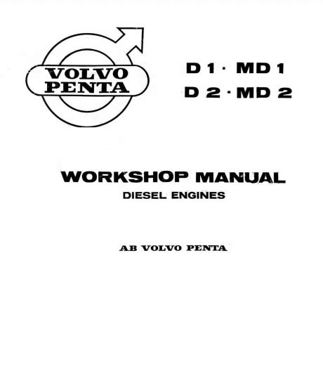 Volvo Penta Diesel Engine D1 MD1 D2 MD2 Workshop and Repair Manual Ebook Epub