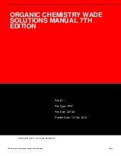 WADE ORGANIC CHEMISTRY SOLUTIONS MANUAL 7TH EDITION PDF Ebook Kindle Editon