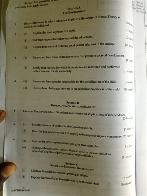 WASSCE 2019 Social Studies Questions and Answers