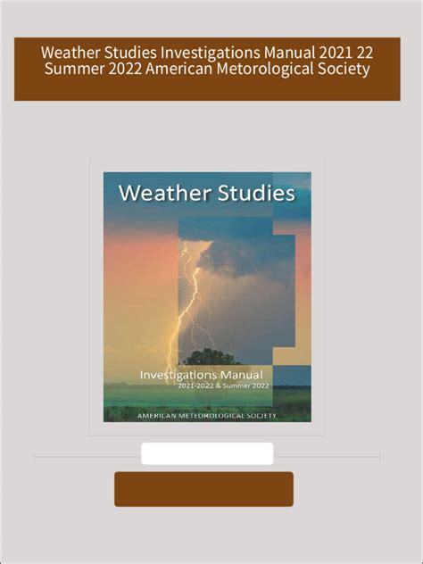 WEATHER STUDIES INVESTIGATIONS MANUAL DOWNLOAD PDF Ebook Kindle Editon