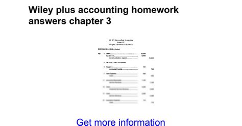 WILEY PLUS ACCOUNTING HOMEWORK ANSWERS CHAPTER 3 Ebook Reader