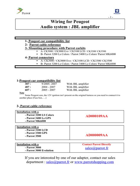 WIRING FOR PEUGEOT AUDIO SYSTEM JBL AMPLIFIER Ebook Epub