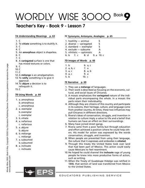 WORD WISE WORKBOOK GRADE 7 ANSWER KEY Ebook Kindle Editon