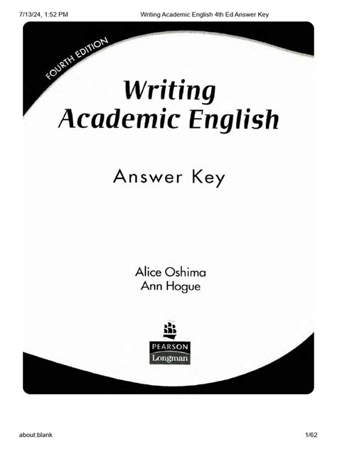 WRITING ACADEMIC ENGLISH 4E ANSWER KEY Ebook Doc