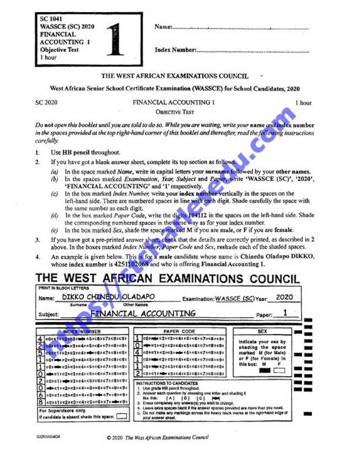 Waec 2014 2015 Thoery And Objective Answer For Financial Account Reader