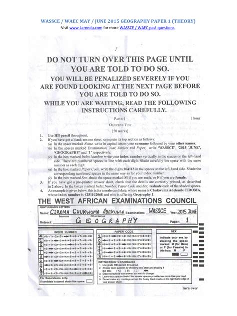 Waec 2014 May June Geography Answers Doc