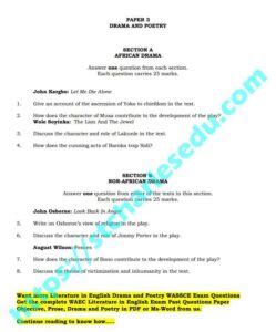 Waec Answers 2014 2015 Literature In English Drama And Poetry Epub