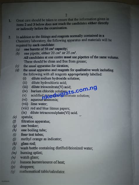 Waec Chemistry Practicals Question And Answers Doc