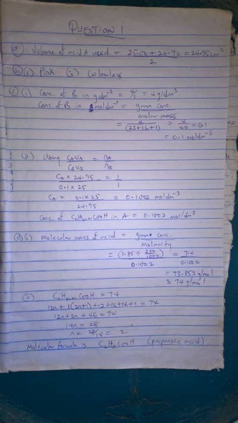 Waec Chemistry Practicals Question And Answers Doc