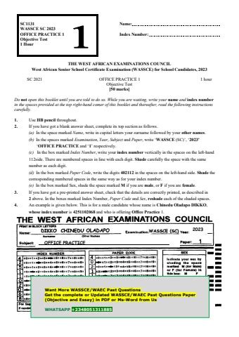 Waec Online Answer For Office Pratica Doc