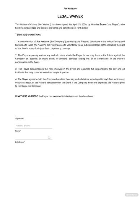 Waiver Letter Sample Format for Various Legal Situations