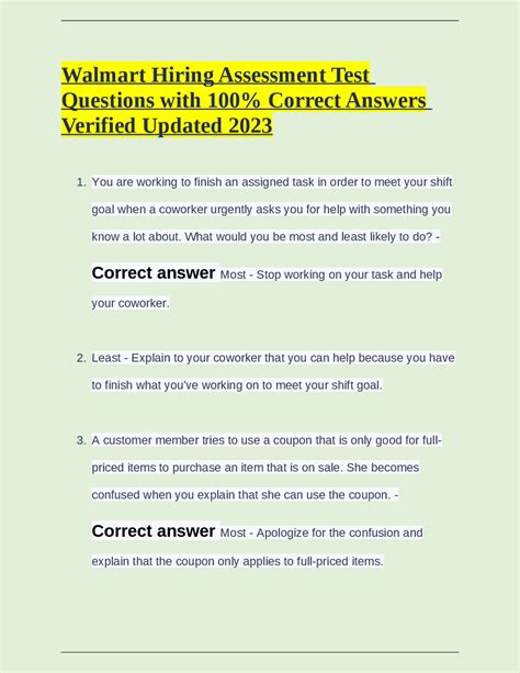 Walmart Application Questions Answers PDF