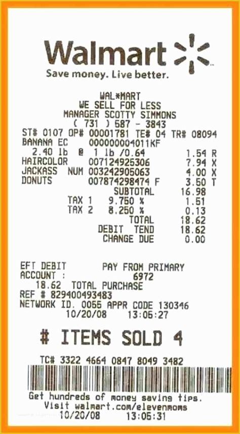 Walmart Receipt Template Free