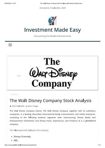 Walt Disney Company Stock: A Comprehensive Analysis