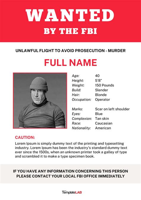 Wanted Fbi Poster Template