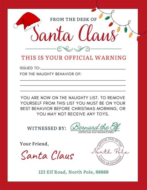 Warning Letter From Santa Free Printable