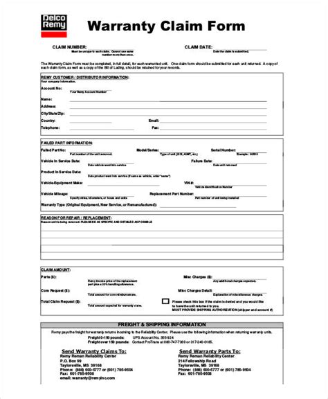 Warranty Claim Form Template Word