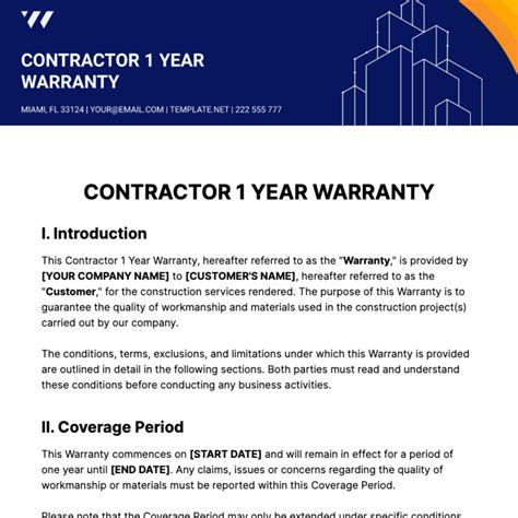 Warranty Template For Contractor