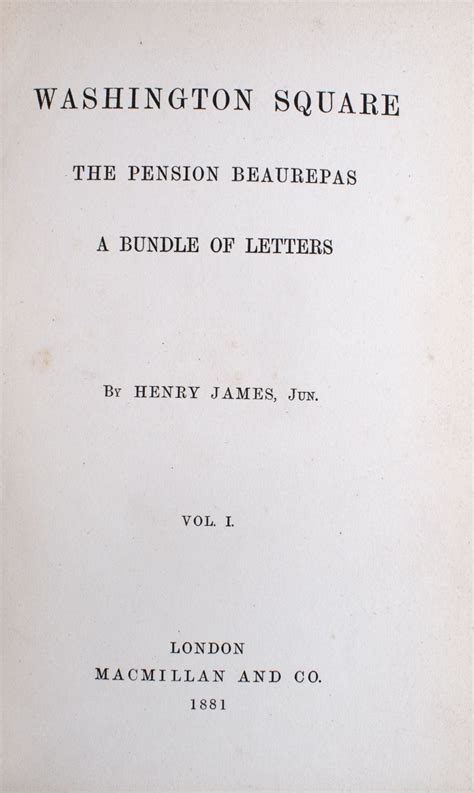 Washington Square the Pension Beaurepas a Bundle of Letters Volume 1 Kindle Editon