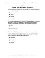 Water And Aqueous Systems Practice Problems Answers PDF