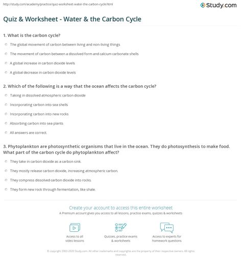 Water Carbon And Nitrogen Cycle Worksheet Answer Key PDF